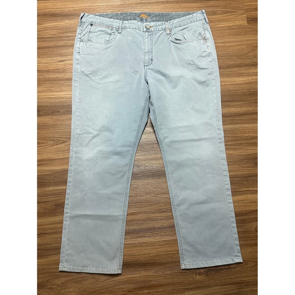 Tommy Bahama Santiago Authentic Men Jeans Chino Blue Gray Straight Leg Sz 42x30